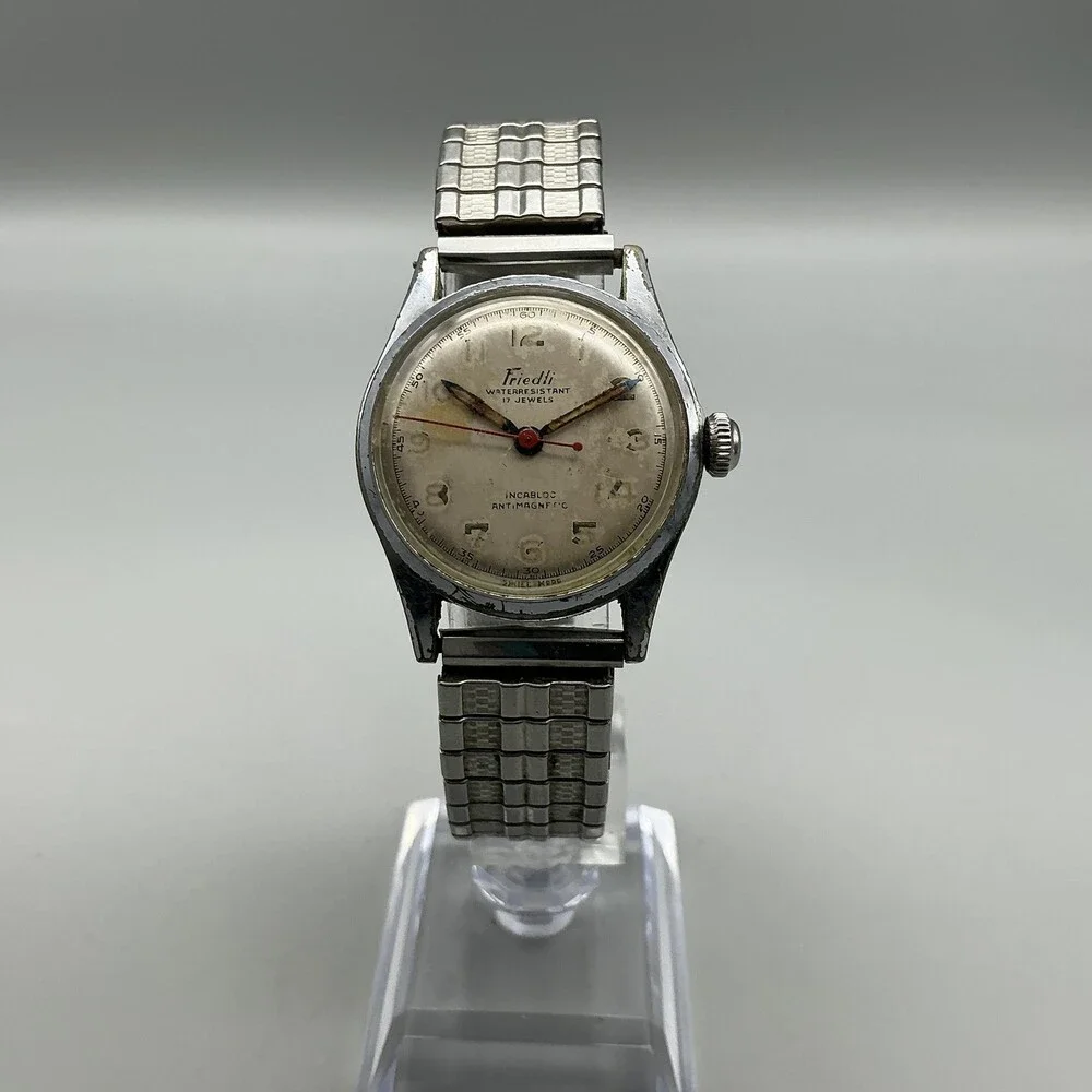 Vintage Friedli Mens Watch 30mm Manual Wind Swiss Made NON WORKING for Parts